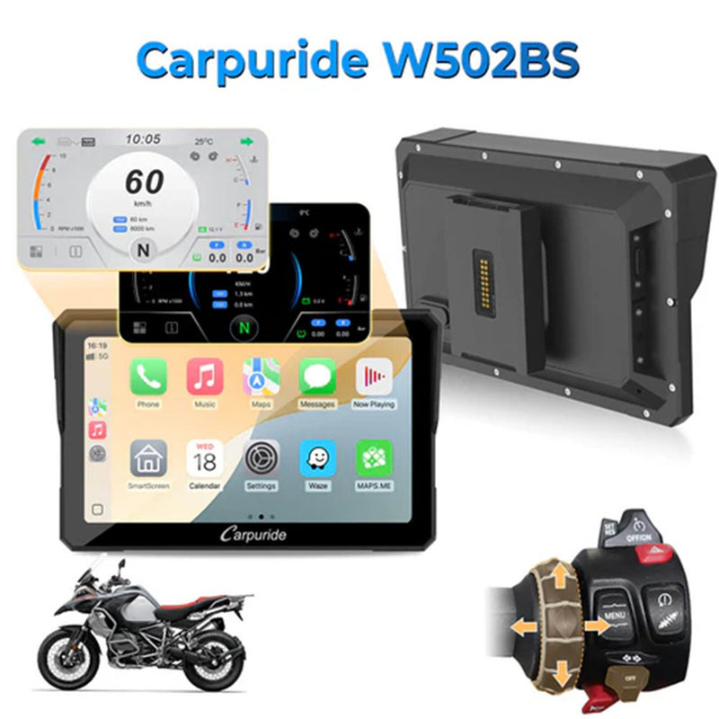 Carpuride W702BS / 502BS – Estéreo para motocicletas compatible con modelos BMW seleccionados