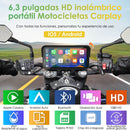 Carpuride W603D - Estéreo portátil inalámbrico para motocicleta con cámaras duales HD