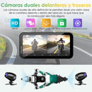Carpuride W603D - Estéreo portátil inalámbrico para motocicleta con cámaras duales HD