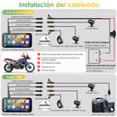 Carpuride W603D - Estéreo portátil inalámbrico para motocicleta con cámaras duales HD