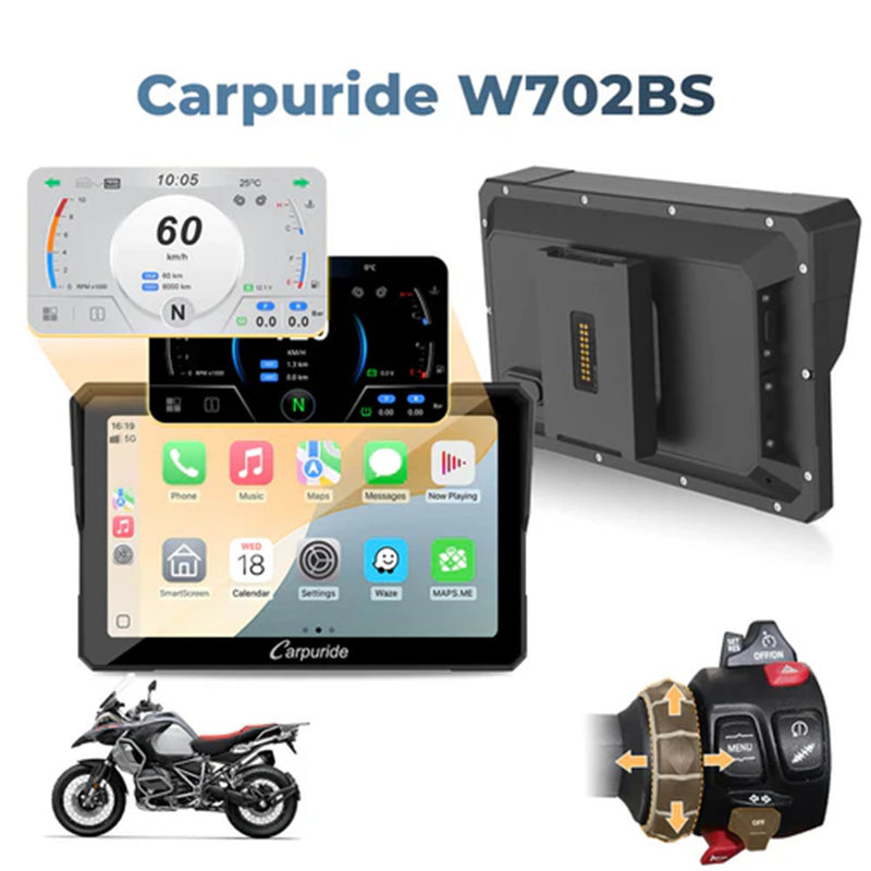 Carpuride W702BS / 502BS – Estéreo para motocicletas compatible con modelos BMW seleccionados