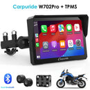 Carpuride W502Pro/W702 Pro - Opción TPMS | Estéreo portátil inalámbrico para motocicleta con Bluetooth dual, intercomunicador, brújula y barómetro