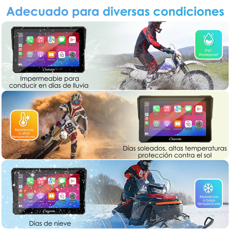 Carpuride W502Pro/W702 Pro - Opción TPMS | Estéreo portátil inalámbrico para motocicleta con Bluetooth dual, intercomunicador, brújula y barómetro
