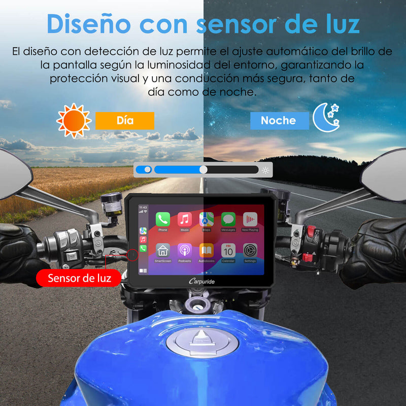 Carpuride W502Pro/W702 Pro - Opción TPMS | Estéreo portátil inalámbrico para motocicleta con Bluetooth dual, intercomunicador, brújula y barómetro