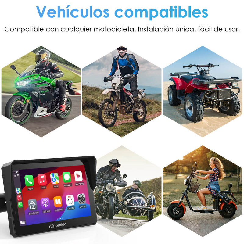 Carpuride W502Pro/W702 Pro - Opción TPMS | Estéreo portátil inalámbrico para motocicleta con Bluetooth dual, intercomunicador, brújula y barómetro