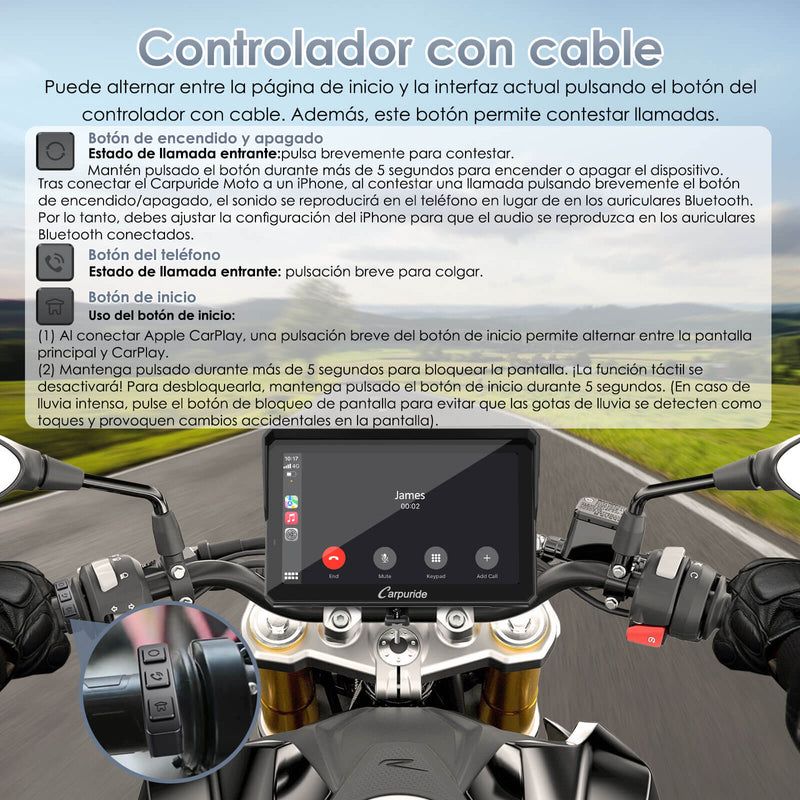 Carpuride W702RS Pro - Estéreo para motocicleta Plug-and-Play con sistema BSD y detección de radar