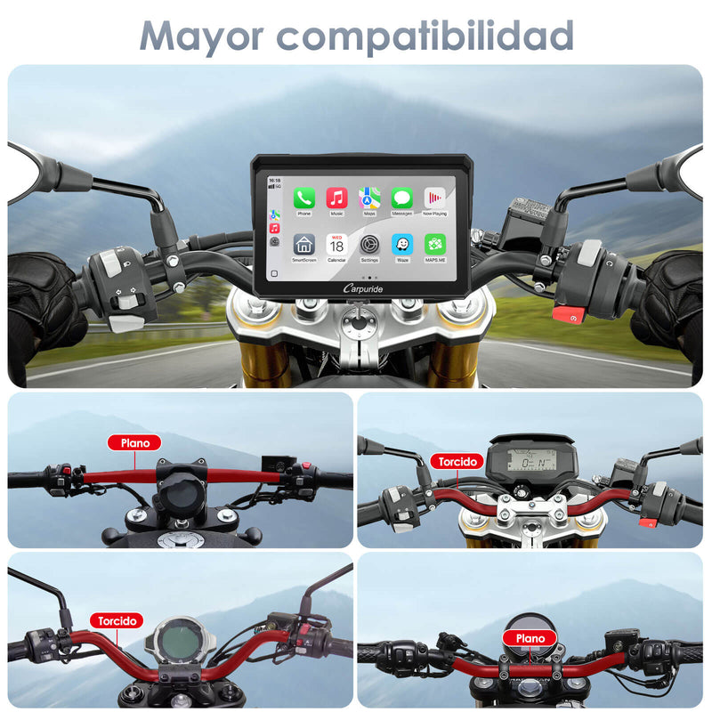Carpuride W702RS Pro - Estéreo para motocicleta Plug-and-Play con sistema BSD y detección de radar