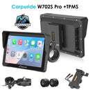 Carpuride W702S Pro/W502S Pro - Con opción TPMS – Estéreo para motocicleta Plug-and-Play con soporte de fácil montaje y desmontaje, estilo similar a un soporte de navegación